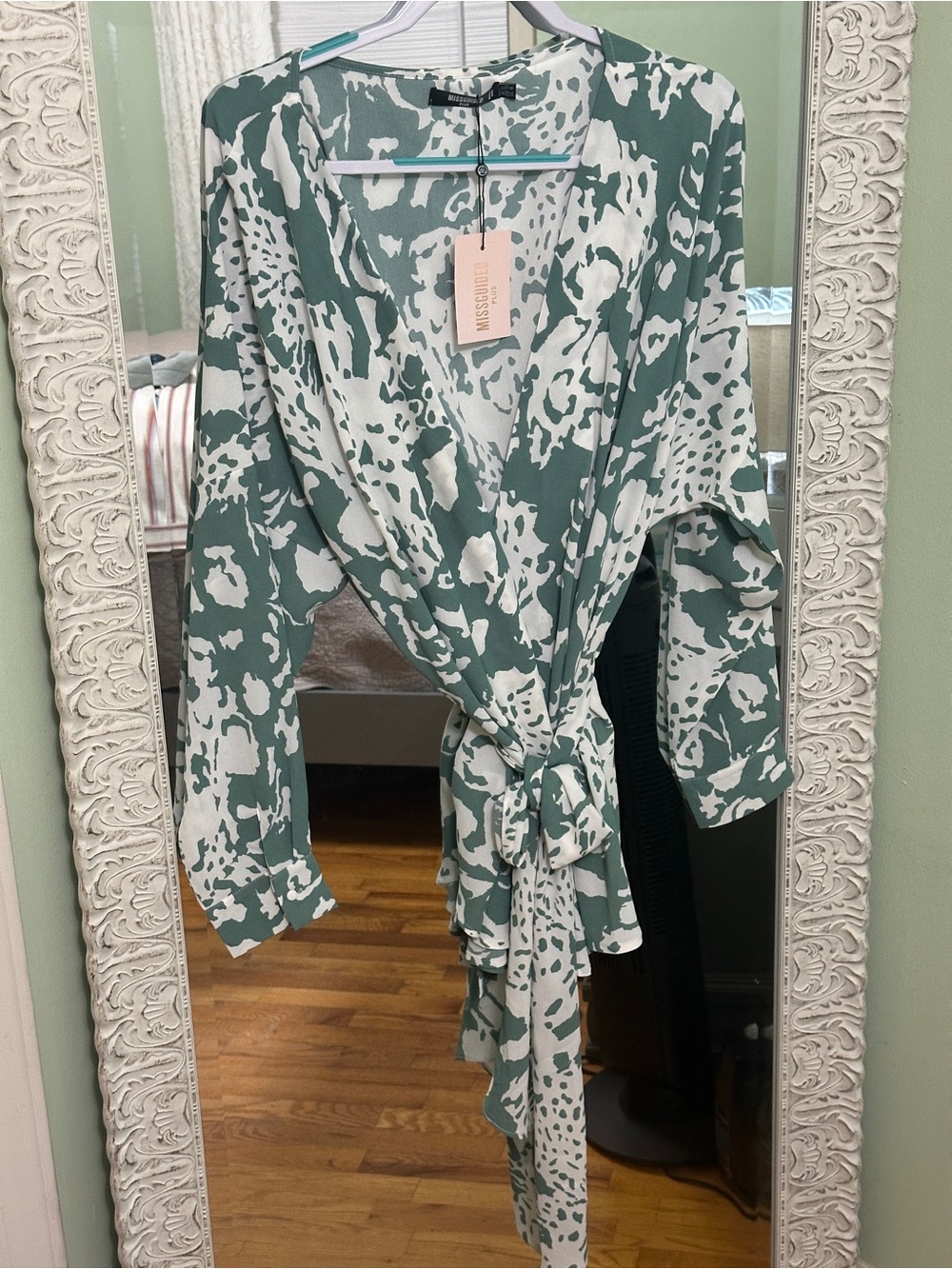 Plus Size Oversized Plunge Tie Waist Blouse